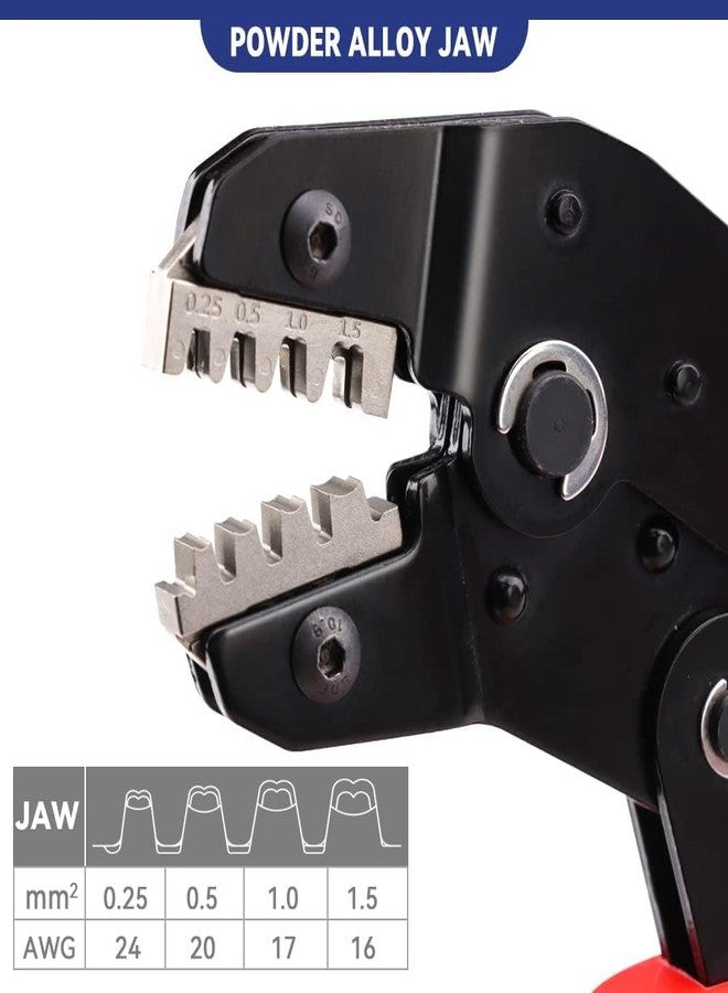 UPTODATETOOLS أداة تجعيد غير معزولة من UPTODATETOOLS، مقاس 24-16 AWG، ذات أسطوانة مفتوحة، بمساحة مقطع 0.25-1.5 مم²، مزودة بآلية تجعيد مسننة لأطراف Dupont Molex JST TE ودبابيس EPC PCIE SATA - SN-58B - Image 3